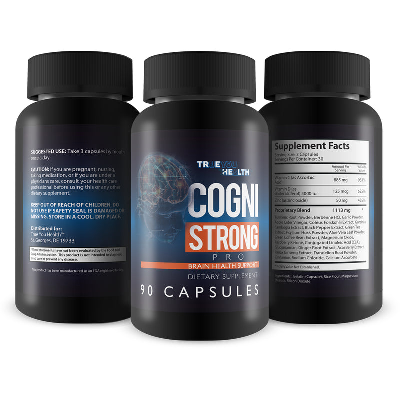 Cogni Strong Pro - Brain Health Support Supplement for Memory, Focus, Clarity, & Mood - Brain Health Supplements for Adults with Ginseng, Turmeric, Green Tea, & Vitamin D - Nootropic Brain Booster