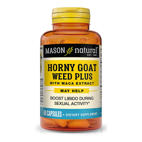 Mason Natural Horny Goat Weed plus with Maca Extract - Supports Healthy Libido, Sexual Health & Stamina* , 60 Capsules