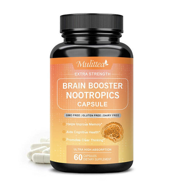 Brain Booster Nootropic Supplement Support Focus Energy Memory & Clarity 60-Capsule