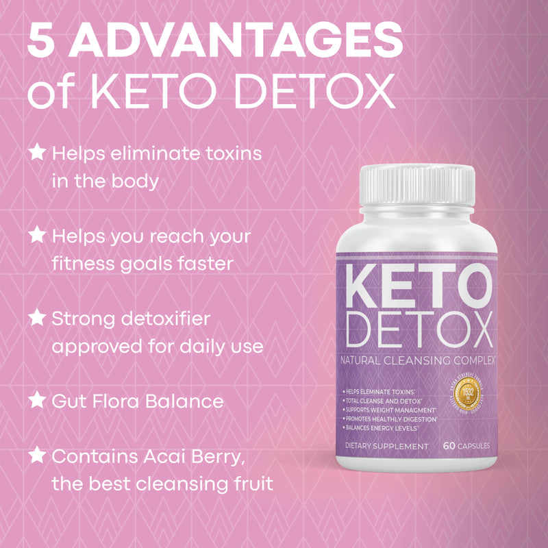 Acoola Keto Detox Pills Advanced Cleansing Extract – Natural Acai Colon Cleanser Formula Using Ketosis & Ketogenic Diet, Flush Toxins & Excess Waste, for Men Women, 60 Capsules