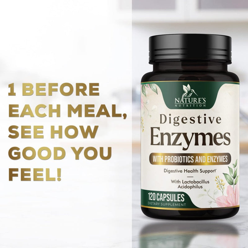 Digestive Enzymes with Probiotics and Bromelain - Extra Strength Digestive Enzyme Health Supplement for Women and Men - Supports Digestion, Gas, Bloating, and Gut Health, Non-Gmo - 120 Capsules