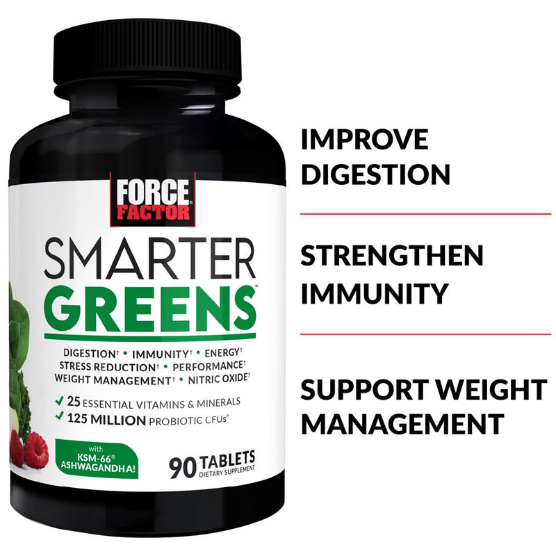 Force Factor Smarter Greens Tablets, Greens Superfood Supplement, 90 Tablets