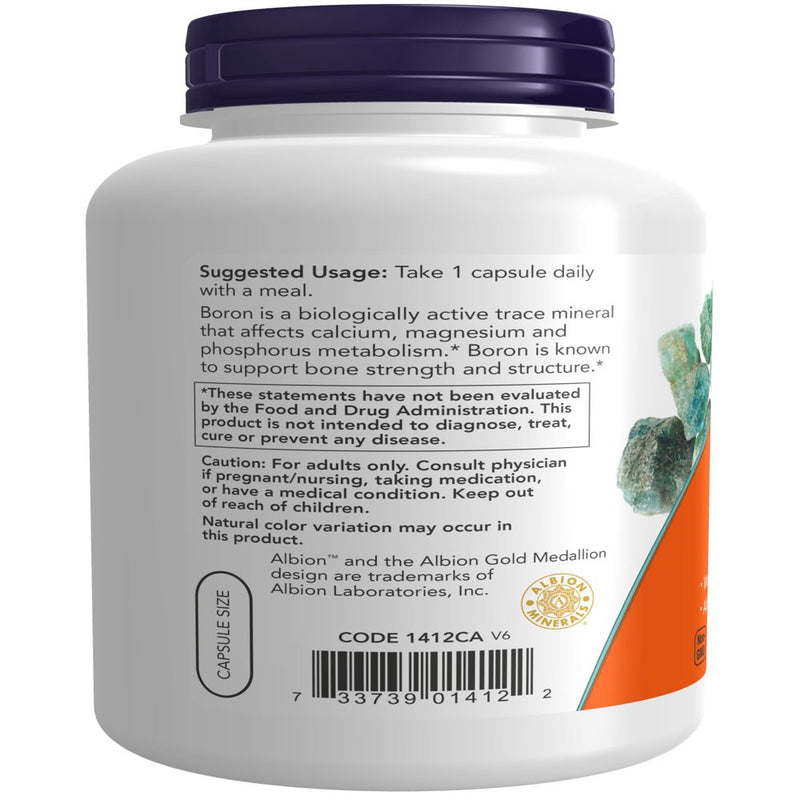 NOW Supplements, Boron 3 Mg (Bororganic Glycine), Structural Support*, 250 Veg Capsules