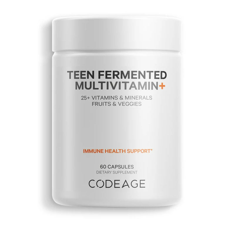 Codeage Daily Teen Multivitamin, 25+ Organic Whole Foods, Probiotics & Enzymes for Teenagers, Vegan, 60 Ct