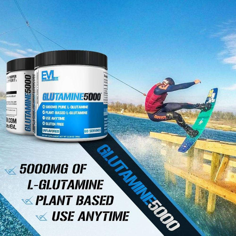 Ultra Pure L-Glutamine Powder - Gut Health & Post Workout Recovery Supplement 5000Mg - Evlution Nutrition Glutamine 5G Essential Amino Acids for Men and Women