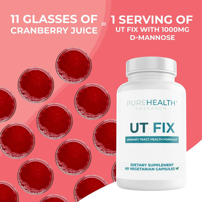 UT Fix D Mannose with Cranberry Supplement for Uti & Urinary Tract Health by Purehealth Research