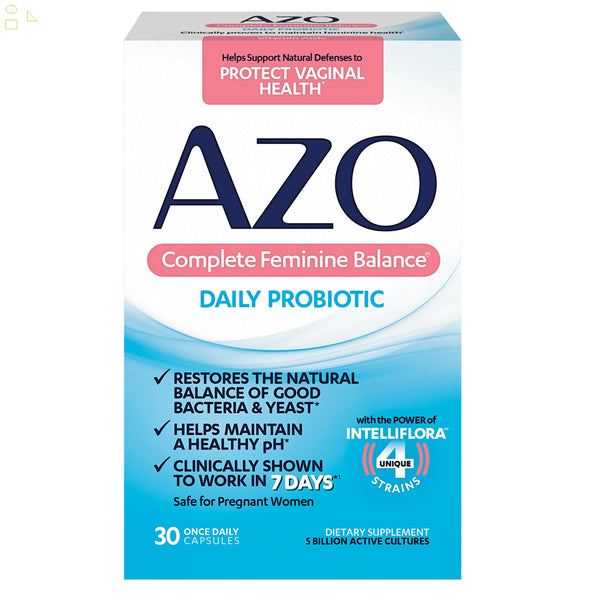 AZO Complete Feminine Balance, Female Probiotic Supplement, 30 Ct