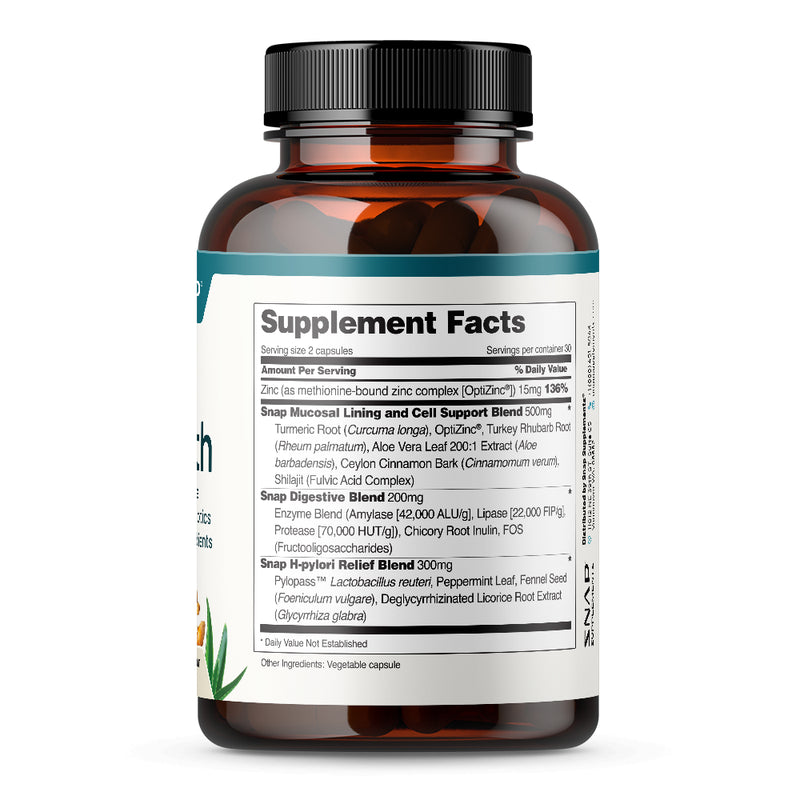 Snap Supplements Gut Health, Prebiotics and Probiotics for Digestive, 60 Capsules
