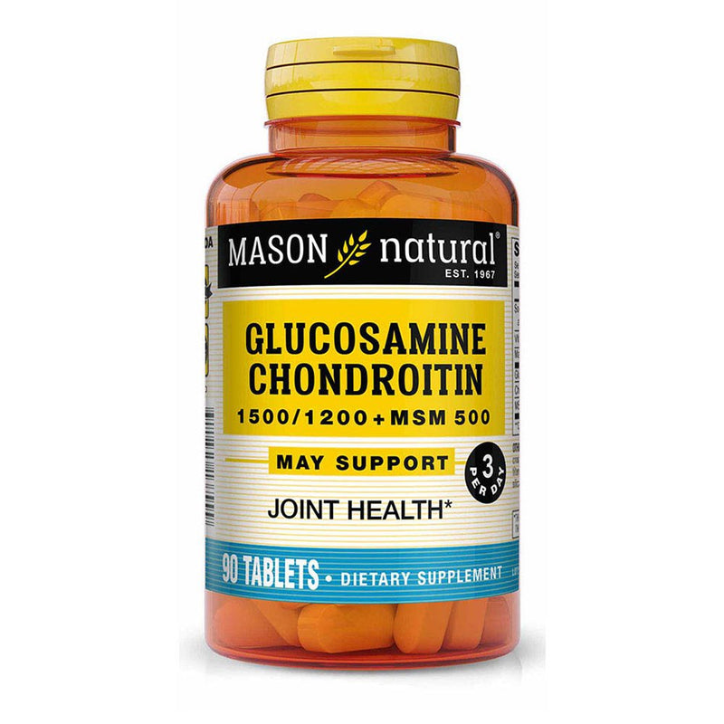 Mason Natural Glucosamine Chondroitin 1500/1200 + MSM 500 - Supports Joint Health, Improved Mobility and Flexibility, 90 Tablets