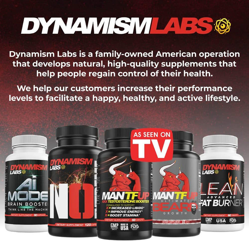 Dynamism Labs - MANTFUP Testosterone Booster for Men | Horny Goat Weed | Made in USA (1 Month Supply, 60 Caplets)