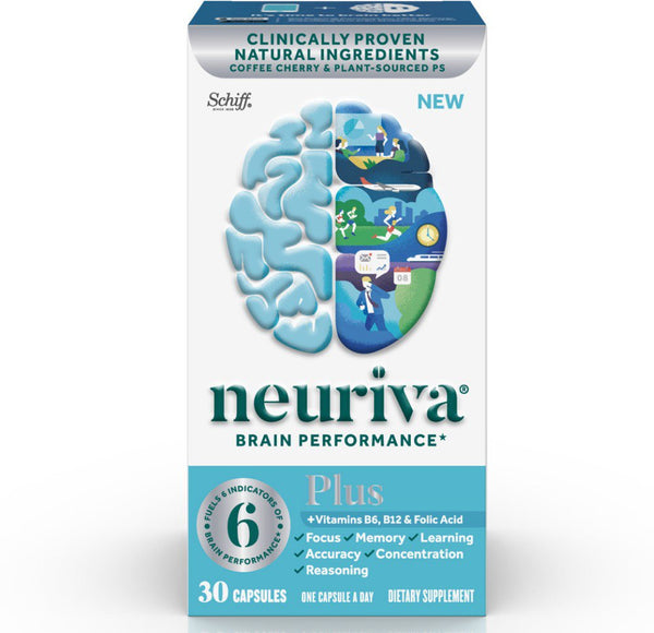 6 Pack - NEURIVA plus Brain Performance (30 Count), Brain Support Supplement with Clinically Proven Natural Ingredients 1 Ea