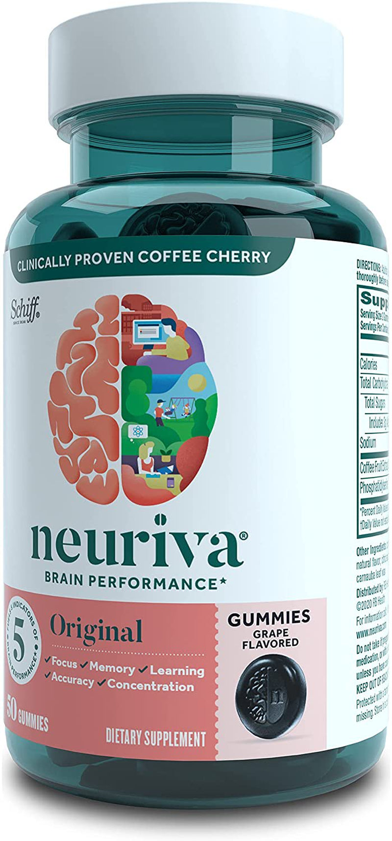 Neuriva Brain Performance - Original Gummies Grape 50 Gummies Pack of 2