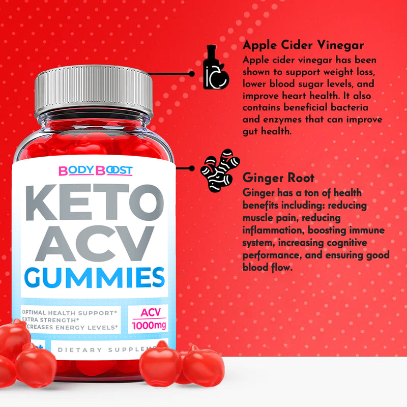 (1 Pack) Body Boost Keto ACV Gummies - Supplement for Weight Loss - Energy & Focus Boosting Dietary Supplements for Weight Management & Metabolism - Fat Burn - 60 Gummies