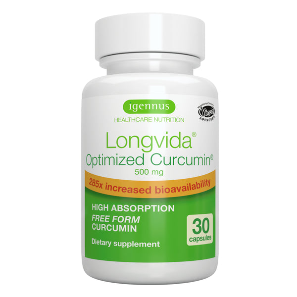 Igennus Longvida Lipidated Curcumin 500Mg, Ultra Bioavailable & Sustained Action, Vegan - 30 Capsules