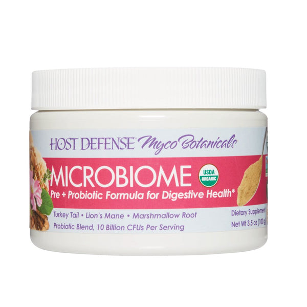 Host Defense, Mycobotanicals Microbiome Powder, Digestive Support with Probiotics and Superfood Mushroom Mycelium, 3.5 Oz