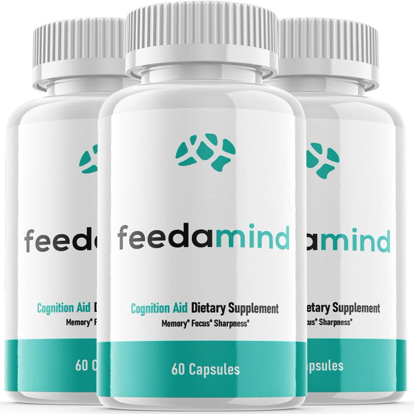 (3 Pack) Feedamind - Brain Boost Supplement - Dietary Supplement for Focus, Memory, Clarity, & Energy - Advanced Cognitive Support Formula for Maximum Strength - 180 Capsules