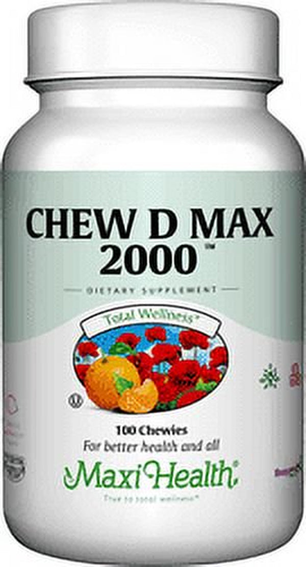 Maxi Health Kosher Chew D Max (Vitamin D3) 2000 IU Chewable Bubble Gum Flavor - 100 Tablets