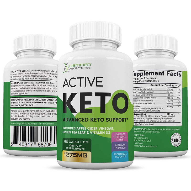 (3 Pack) Active Keto ACV Pills 1275Mg Dietary Supplement 180 Capsules