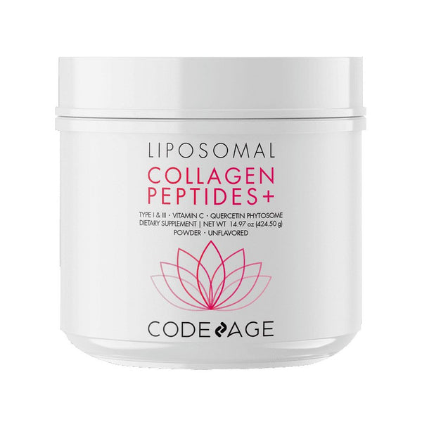 Codeage Liposomal Collagen Peptides Powder + Vitamin C, Quercetin Phytosome, Phospholipids, 14.97 Oz