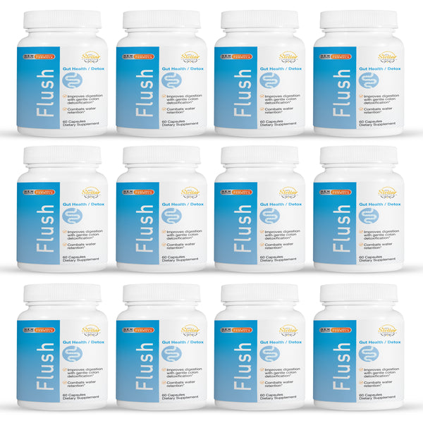 12 Pack Flush, Improves Digestion with Colon Detox & Combats Water Retention-60 Capsules X12