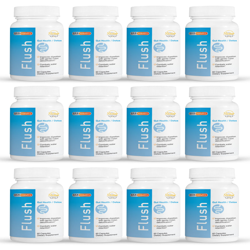 12 Pack Flush, Improves Digestion with Colon Detox & Combats Water Retention-60 Capsules X12