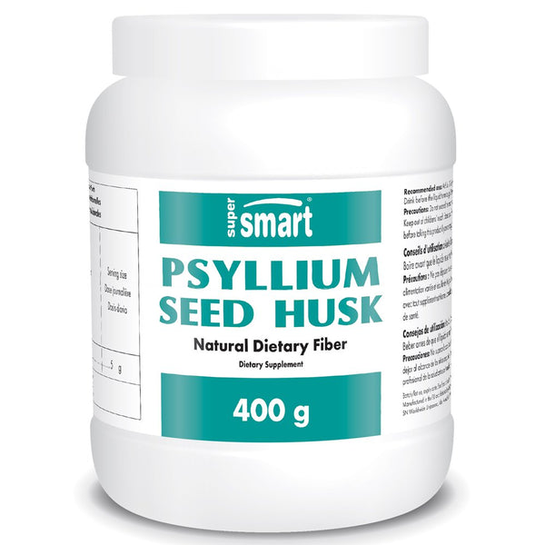 Supersmart - Psyllium Seed Husk Powder - Daily Fiber Supplement - Sugar Free - Digestive & Colon Health | Non-Gmo & Gluten Free - 400G
