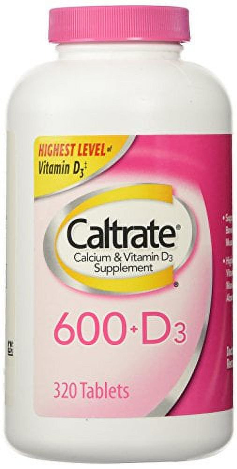 Caltrate 600 + D3 Calcium & Vitamin D3 Supplement, 320 Tablets