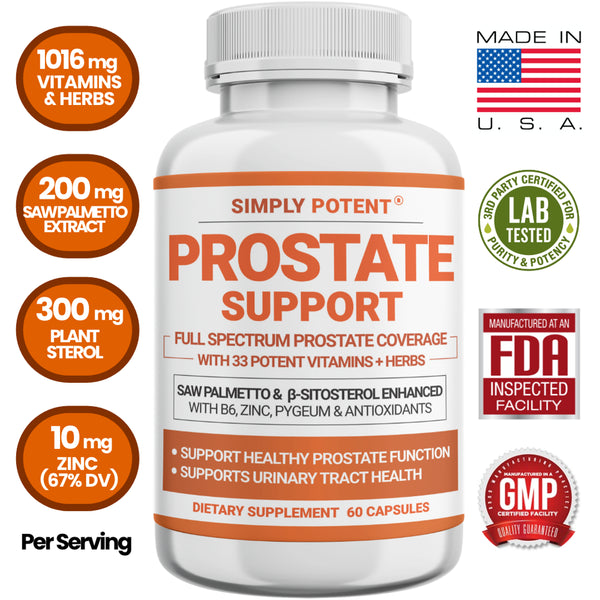 Prostate Support Supplement for Men, 60 Capsules W/Saw Palmetto & Beta-Sitosterol, 33 Herbs to Reduce Frequent Urination, Hair Loss, DHT - Improve Libido & Sleep