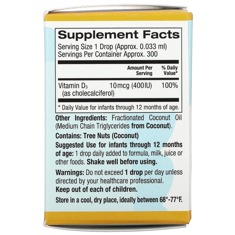 California Gold Nutrition Baby Vitamin D3 Liquid, 10 Mcg (400 IU), 0.34 Fl Oz (10 Ml), 3 Pack