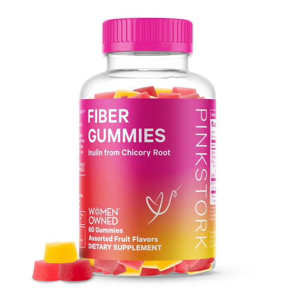 Pink Stork Fiber Gummies: Prebiotic Inulin Supplement for Women, 60