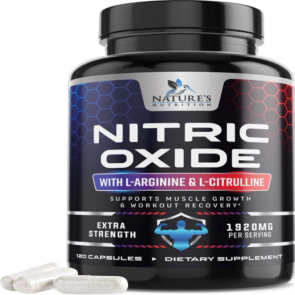 Extra Strength Nitric Oxide Supplement L Arginine 3X Strength - Citrulline Malate, AAKG, Beta Alanine - Premium Muscle Supporting Nitric Oxide Booster for Strength & Energy Supplements - 120 Capsules