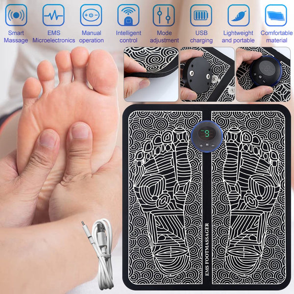 EMS Foot Massager for Circulation and Neuropathy,8 Modes 19 Levels Adjustable Intensity Foot Massager Mat Pad for Pain Relief,Blood Circulation Improve