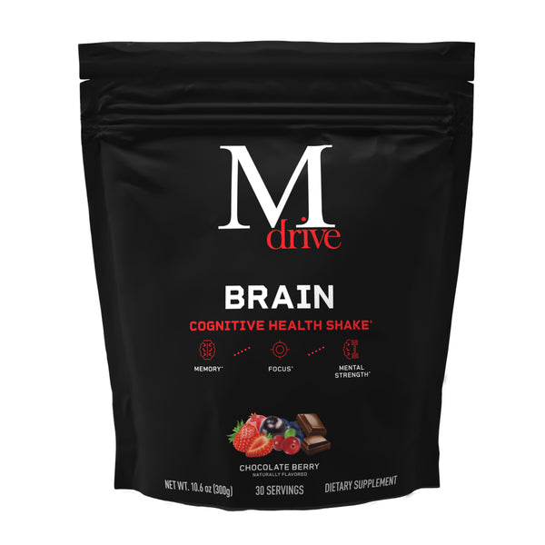 Mdrive Brain for Men, Cognitive Health Shake Powder for Memory Preservation, Alertness and Calmness, Mental Focus, Cognitive Ability, Brain Function, Chocolate Berry Flavor, 30 Servings, 10.6Oz