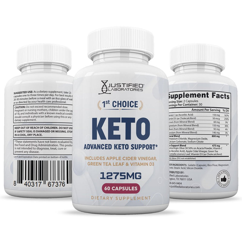 (10 Pack) 1St Choice Keto ACV Pills 1275Mg Alternative to Gummies Dietary Supplement 600 Capsules