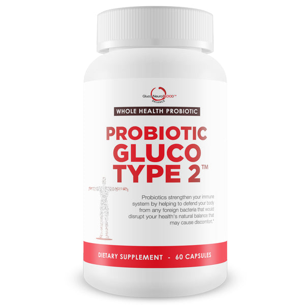 Probiotic Gluco Type 2 by Gluco Neuro Blood Balance - Blood Sugar Support Dietary Supplement with Probiotics for Immune Support - 30 Servings