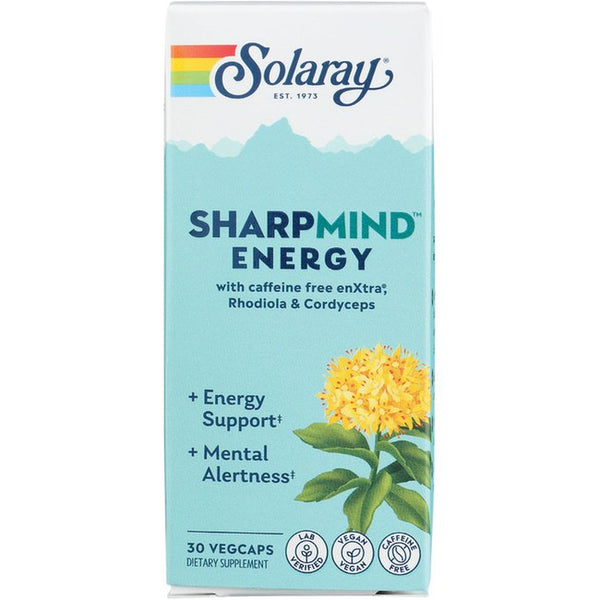 Solaray Sharpmind Energy, Energy Support and Mental Alertness Nootropic Supplement for Focus, Memory, Men, Women, Each Caffeine Free Pill, Vegan, 60 Day Money Guarantee, 30 Serv 30 Vegcap Pills
