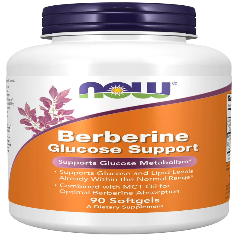 NOW Supplements, Berberine Glucose Support, Combined with MCT Oil, 60 Softgels