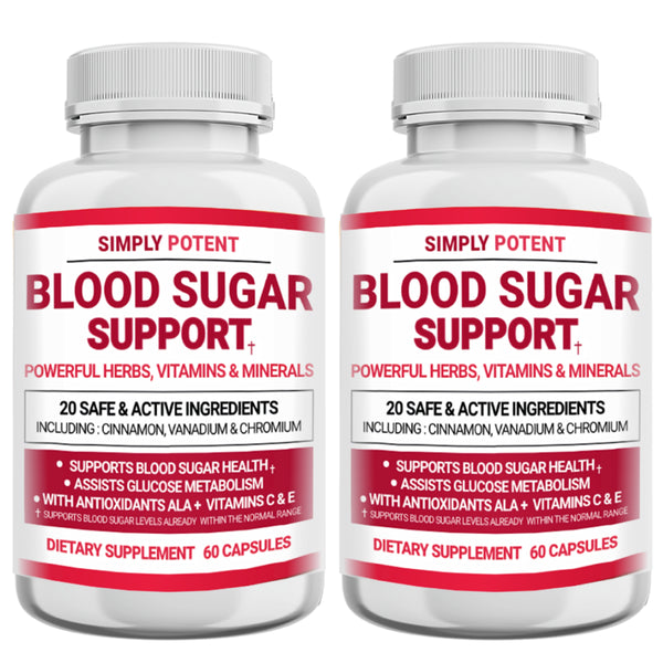 Blood Sugar Support Supplement, 20 Vitamins & Herbs for Diabetics, Sugar Balance & Insulin Resistance, 60 Capsules - Pack of 2