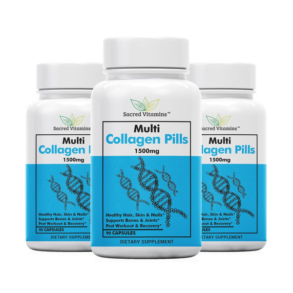 Premium Collagen Capsules (Types I, II, III, V, X) for Hair Skin Nails Support, anti Aging, Joint Support, and Bone Health - Complete Collagen Peptides for Men and Women - 90 Dietary Capsules
