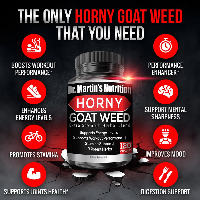 1650Mg Horny Goat Weed 120Ct with Maca, L-Arginine, Ginseng & Tribulus | Testosterone Booster for Energy, Performance, Endurance & Stamina | Male & Female Enhancement Pills