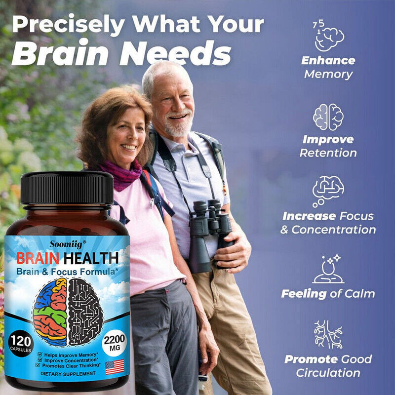 Brain Health Memory Booster, Focus Function, Clarity Nootropic Supplement 2200Mg - 120 Capsules