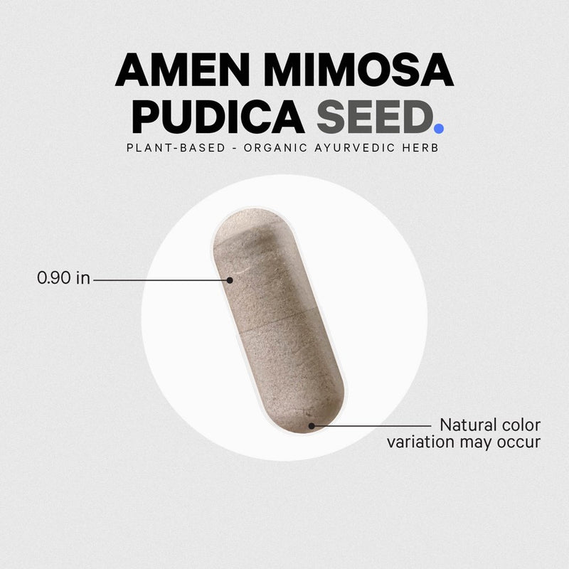 Amen Mimosa Pudica Seed, 2-Month Supply, Organic Mimosa Pudica, Vegan Plant Supplement, 120 Ct