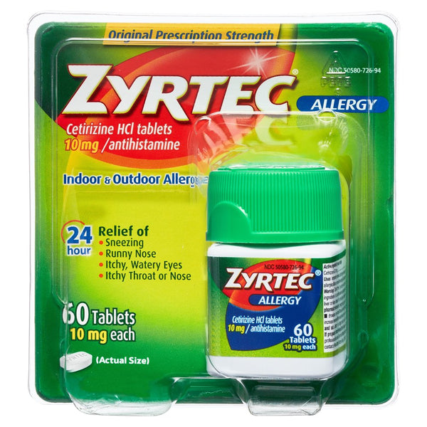 Zyrtec 24 Hour Allergy Relief Tablets with 10 Mg Cetirizine Hcl, 60Ct