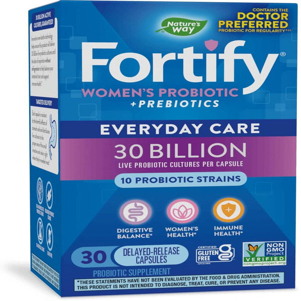 Nature?S Way Fortify Women?S Probiotic, 30 Billion Live Cultures, 11 Strains, Prebiotic, 30 Capsules