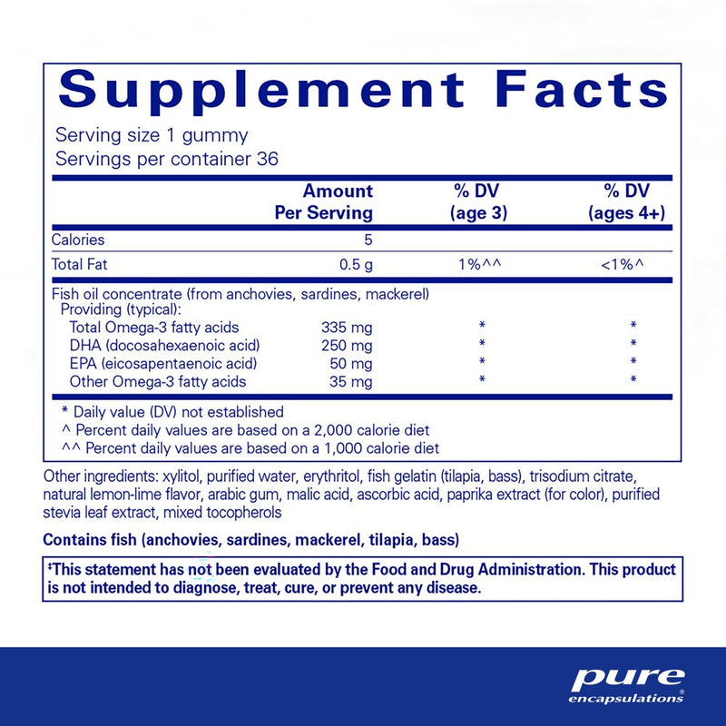 Pure Encapsulations Purenutrients EPA/DHA Gummy | Gummy Soft Chew to Support Healthy Cognitive Function and Daily Wellness | 36 Gummies | Natural Lemon-Lime Flavor