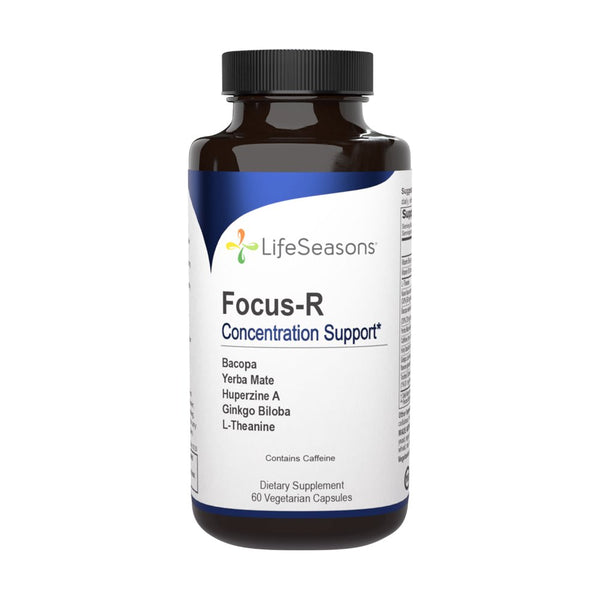 Lifeseasons - Focus-R - Concentration and Focus Supplement for All Ages - Nootropics Brain Formula Mind and Memory - Yerba Mate, Huperzine A, Ginkgo Biloba - 60 Capsules