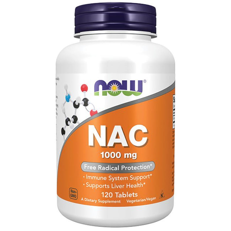 NOW Supplements, NAC (N-Acetyl-Cysteine) 1,000 Mg, Free Radical Protection*, 120 Tablets