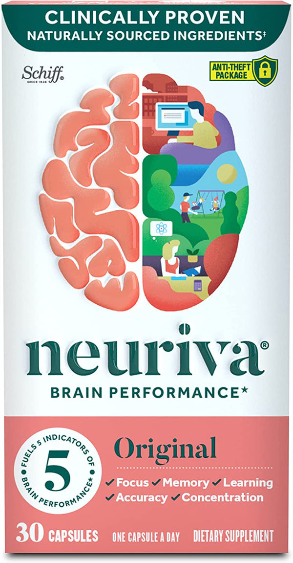 NEURIVA Original Capsules (30Ct) Phosphatidylserine, Gluten Free, Decaffeinated - Supports Focus, Memory, Learning, Accuracy & Concentration (Pack of 1)