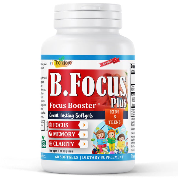 B.Focus plus Brain Booster Supplement for Kids & Teens, Supports Focus, Memory, Clarity, Energy, Memory Vitamin Supplements 60 Softgels
