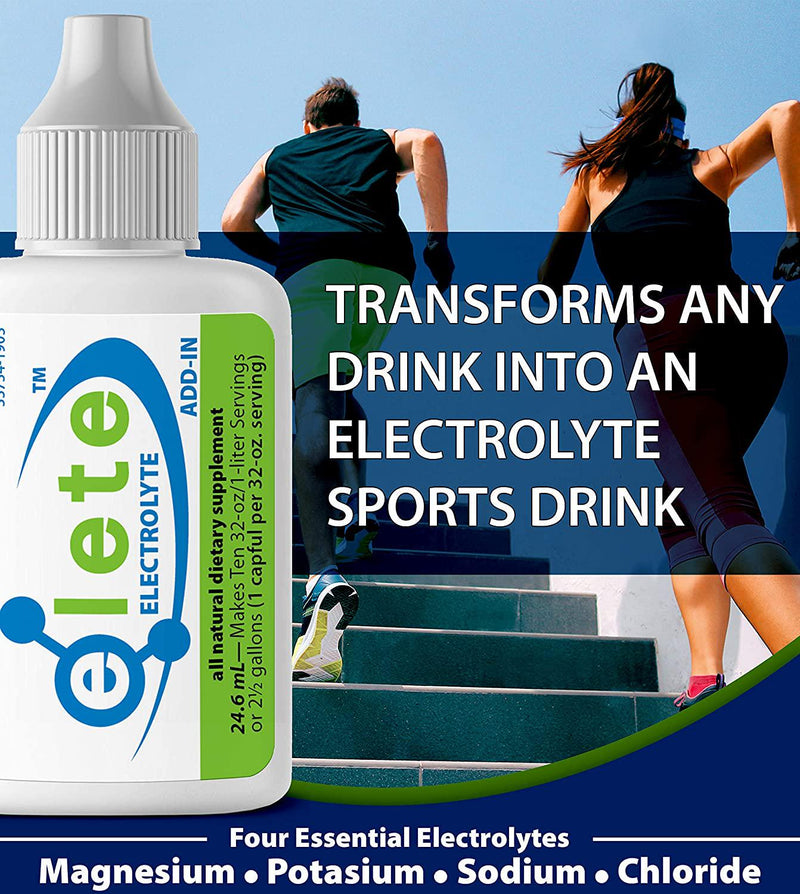 elete Electrolyte Add-in Economy Refill 4 Essential Electrolytes Concentrate All Natural Transforms Any Drink into a Sports Drink 8.3 oz
